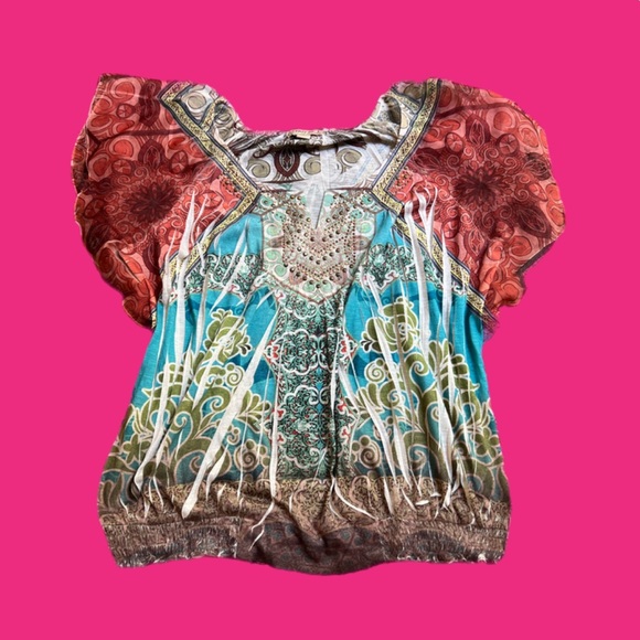 boho multicolored top by energé 🧡 - Picture 1 of 11